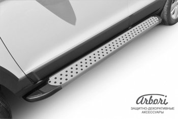13 499 р. Порожки для ног Arbori Standart Silver  Chevrolet Captiva (2013-2016) 2-ой рестайлинг  с доставкой в г. Чебоксары. Увеличить фотографию 2