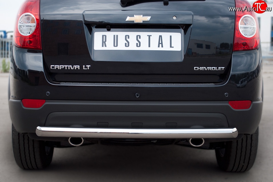 15 349 р. Одинарная защита заднего бампера из трубы диаметром 63 мм SLITKOFF  Chevrolet Captiva (2011-2013) 1-ый рестайлинг  с доставкой в г. Чебоксары