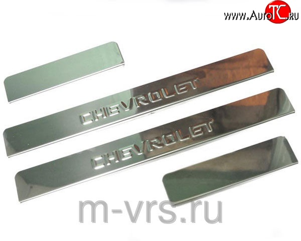 689 р. Накладки на порожки автомобиля M-VRS (нанесение надписи методом штамповки) Chevrolet Cruze J300 седан дорестайлинг (2009-2012)  с доставкой в г. Чебоксары