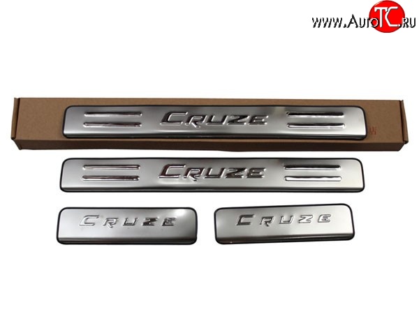1 699 р. Накладки на порожки автомобиля M-VRS Chevrolet Cruze J300 седан дорестайлинг (2009-2012)  с доставкой в г. Чебоксары