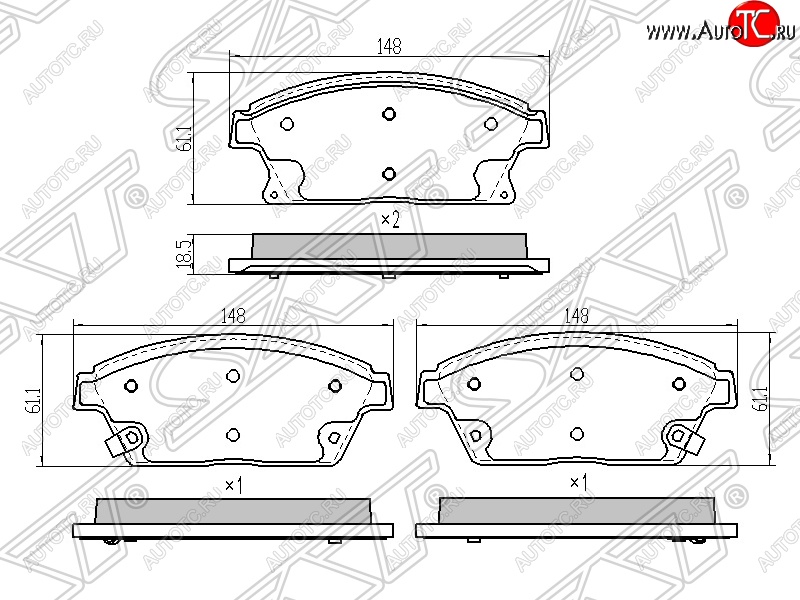 1 099 р. Колодки тормозные передние SAT (диски 300мм) Chevrolet Cruze J308 универсал рестайлинг (2012-2015)  с доставкой в г. Чебоксары