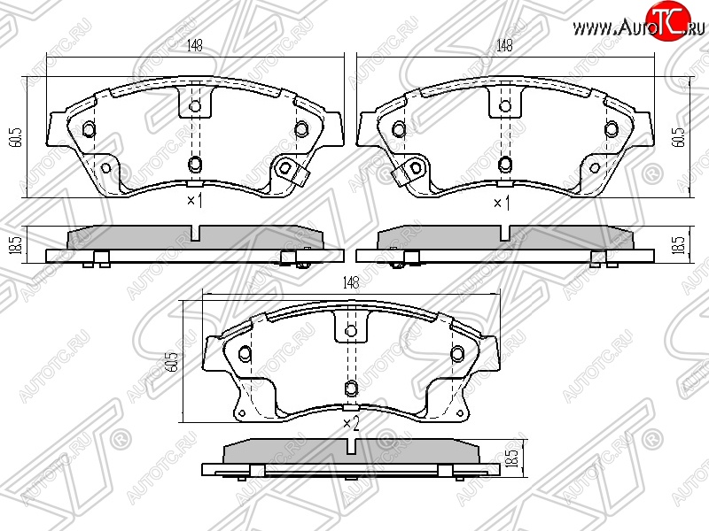1 069 р. Колодки тормозные передние SAT (диски 276мм) Chevrolet Cruze J300 седан дорестайлинг (2009-2012)  с доставкой в г. Чебоксары