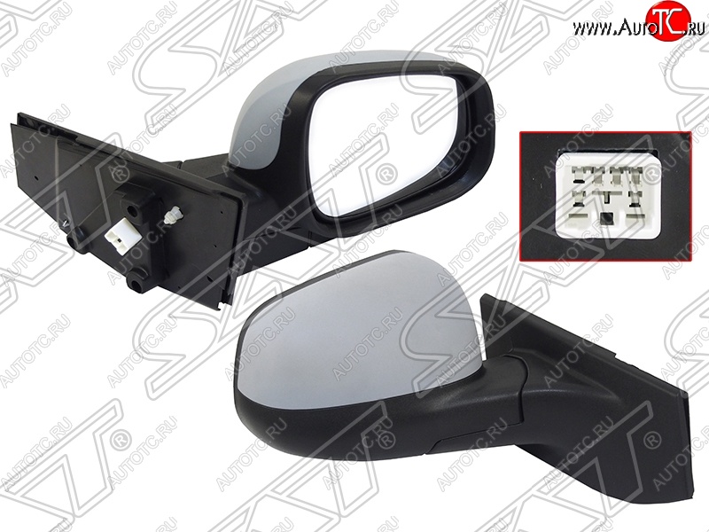 9 499 р. Боковое правое зеркало заднего вида SAT (регулировка, 3 контакта)  Chevrolet Spark  M300 (2010-2015), Daewoo Matiz  M300 (2009-2016), Ravon R2 (2016-2025) (Неокрашенное)  с доставкой в г. Чебоксары