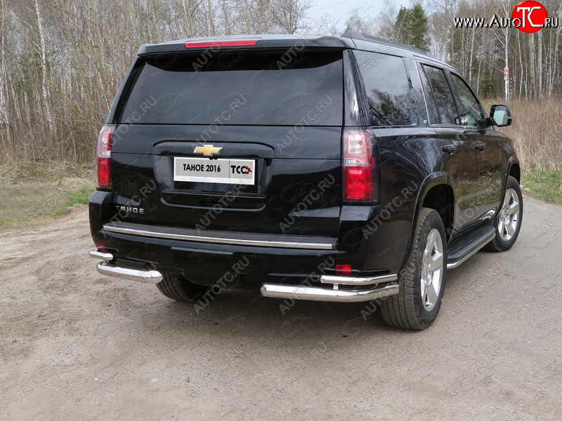 26 499 р. Защита заднего бампера (уголки двойные) ТСС 76,1/42,4 мм Chevrolet Tahoe K2UC (2014-2021)  с доставкой в г. Чебоксары