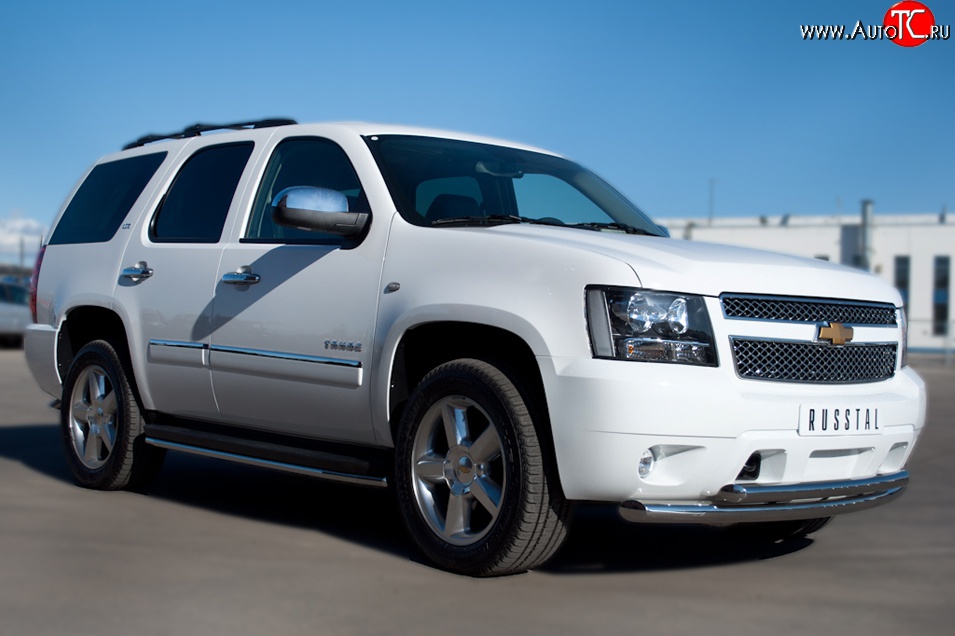 16 949 р. Защита порогов SLITKOFF из круглой трубы диаметром 42 мм (рестайлинг)  Chevrolet Tahoe  GMT900 (2006-2013) 5 дв.  с доставкой в г. Чебоксары