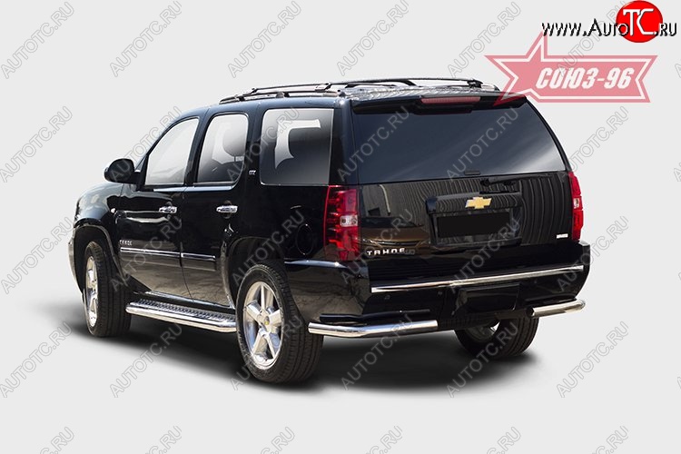 14 939 р. Защита заднего бампера из боковых уголков рестайлинг Souz-96 (d76) Chevrolet Tahoe GMT900 5 дв. (2006-2013)  с доставкой в г. Чебоксары