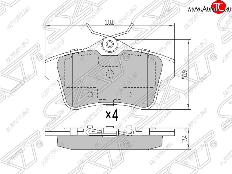 889 р. Колодки тормозные SAT (задние) Peugeot 508 универсал (2010-2014)  с доставкой в г. Чебоксары