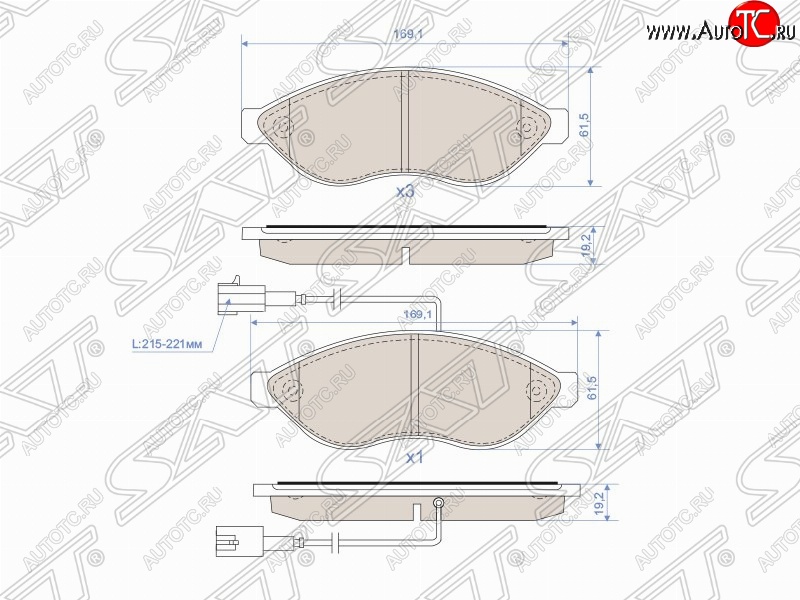 1 079 р. Колодки тормозные SAT (передние) CITROEN Jumper 250 (2006-2014)  с доставкой в г. Чебоксары