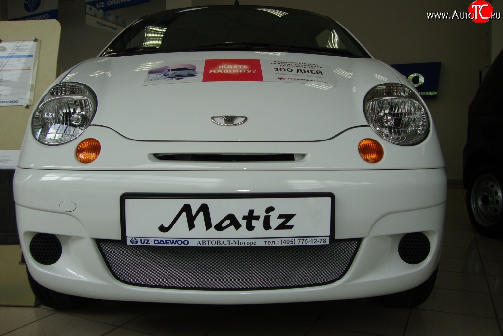 1 539 р. Сетка на бампер (рестайлинг) Russtal (хром) Daewoo Matiz M100 дорестайлинг (1998-2000)  с доставкой в г. Чебоксары
