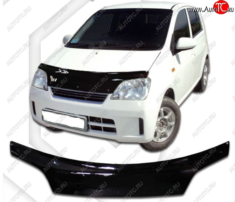 2 299 р. Дефлектор капота (кузов L250S, L250V, L260S) CA-Plastic Daihatsu Mira (2003-2007) (Classic черный, Без надписи)  с доставкой в г. Чебоксары