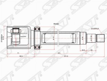 Шрус (внутренний/правый) SAT (23*23*40 мм, для двигателя: 1.6Л бензин) Ford Focus 2 хэтчбэк 5 дв. рестайлинг (2007-2011)