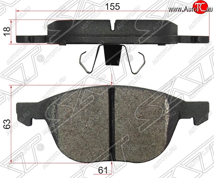 819 р. Колодки тормозные SAT (передние) Ford Focus 3 седан дорестайлинг (2011-2015)  с доставкой в г. Чебоксары