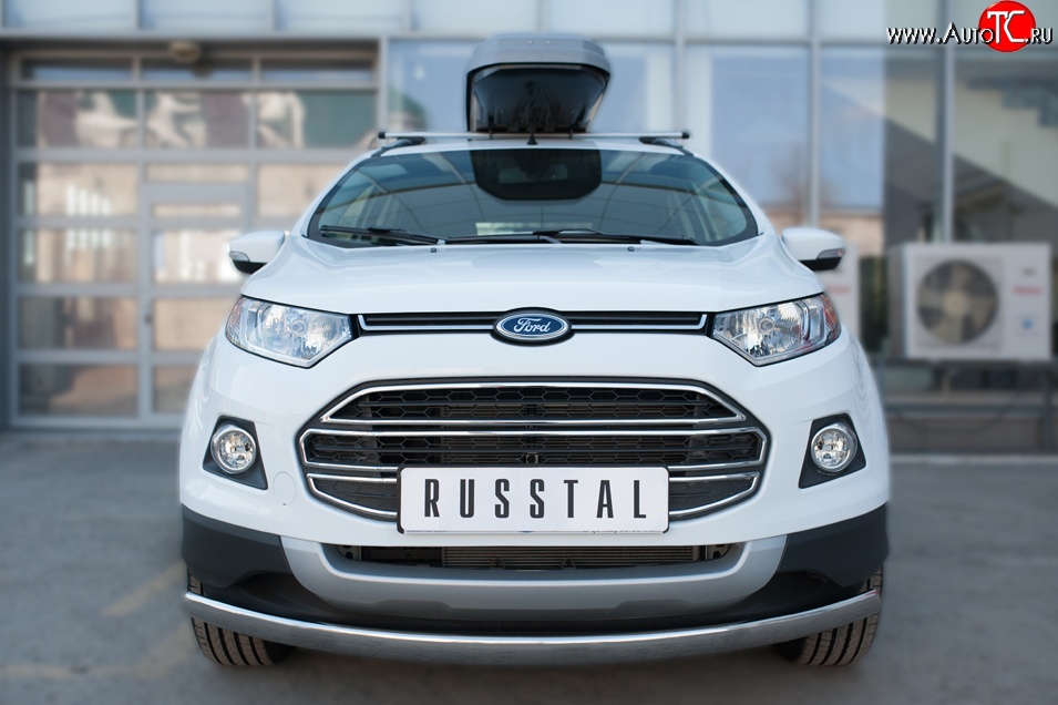 13 749 р. Защита переднего бампера (Ø75х42 мм, нержавейка) Russtal Ford EcoSport дорестайлинг (2013-2019)  с доставкой в г. Чебоксары