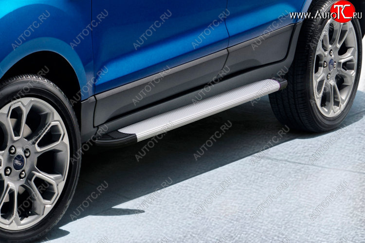 13 099 р. Пороги алюминиевые Optima Silver 1600 серебристые на  Ford EcoSport  B515 (2017-2019) рестайлинг (Optima Silver)  с доставкой в г. Чебоксары