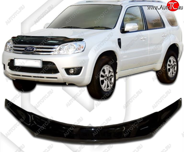 2 199 р. Дефлектор капота ( exclusive Europe) CA-Plastic Ford Escape 2 (2008-2012) (серия exclusive  Classic черный, Без надписи)  с доставкой в г. Чебоксары