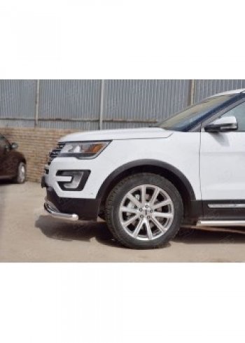 Защита переднего бампера (Ø63 секции, нержавейка) SLITKOFF Ford Explorer  U502 (2015-2019) 1-ый рестайлинг, 5 дв., 2-ой рестайлинг, 5 дв.