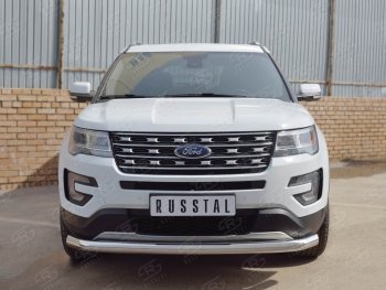 16 949 р. Одинарная защита переднего бампера диаметром 76 мм  Ford Explorer  U502 (2015-2019) 1-ый рестайлинг, 5 дв., 2-ой рестайлинг, 5 дв.  с доставкой в г. Чебоксары. Увеличить фотографию 4