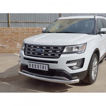 Одинарная защита переднего бампера диаметром 76 мм Ford Explorer  U502 (2015-2019) 1-ый рестайлинг, 5 дв., 2-ой рестайлинг, 5 дв.