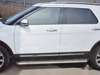 24 649 р. Широкая защита порогов с трубой d42 мм с алюминиевым листом SLITKOFF v1 Ford Explorer U502 1-ый рестайлинг, 5 дв. (2015-2018)  с доставкой в г. Чебоксары. Увеличить фотографию 3