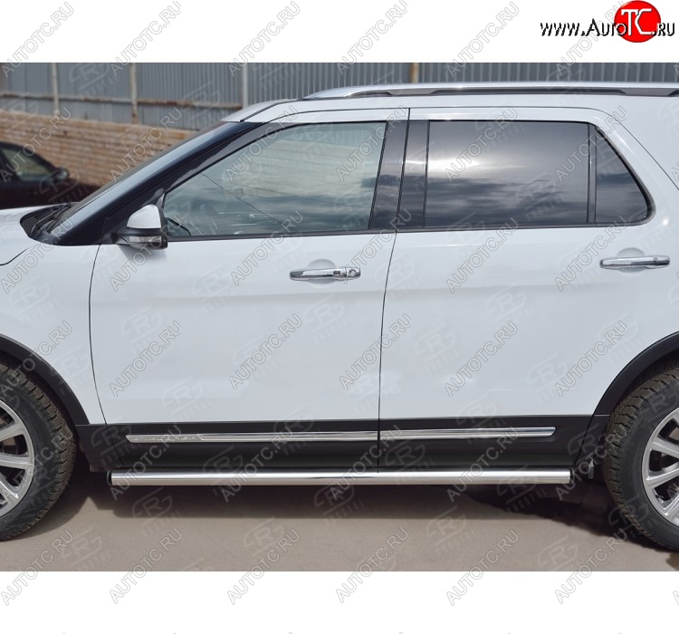 18 799 р. Защита порогов SLITKOFF из круглой трубы диаметром 63 мм SLITKOFF v2  Ford Explorer  U502 (2015-2019) 1-ый рестайлинг, 5 дв., 2-ой рестайлинг, 5 дв.  с доставкой в г. Чебоксары
