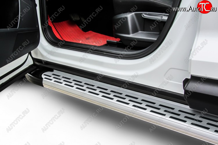 17 399 р. Пороги алюминиевые Slitkoff  Ford Explorer  U502 (2015-2018) 1-ый рестайлинг, 5 дв. (Premium Silver)  с доставкой в г. Чебоксары