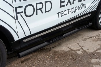 23 999 р. Защита порогов Slitkoff (d76, с проступями)  Ford Explorer  U502 (2017-2019) 2-ой рестайлинг, 5 дв. (Нержавейка, Полированная)  с доставкой в г. Чебоксары. Увеличить фотографию 2