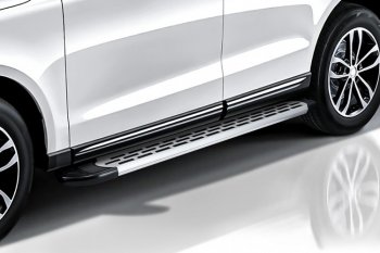 17 399 р. Пороги алюминиевые Slitkoff  Ford Explorer  U502 (2017-2019) 2-ой рестайлинг, 5 дв. (Premium Silver)  с доставкой в г. Чебоксары. Увеличить фотографию 2