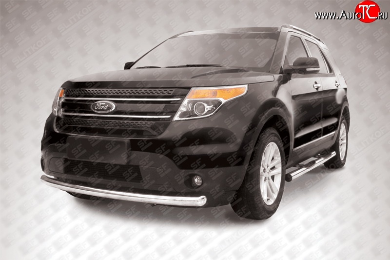 16 749 р. Одинарная защита переднего бампера диаметром 76 мм Slitkoff  Ford Explorer  U502 (2010-2016) дорестайлинг (Нержавейка, Полированная)  с доставкой в г. Чебоксары