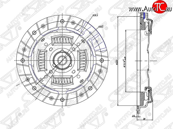4 099 р. Комплект сцепления (1,25-1,4, 1.6) SAT Ford Fiesta 5 хэтчбэк 5 дв. дорестайлинг (2001-2005)  с доставкой в г. Чебоксары