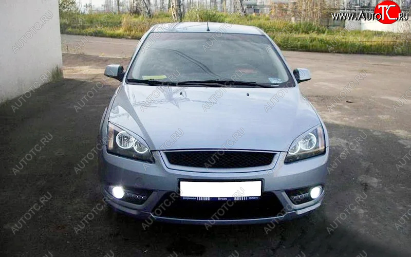 589 р. Реснички на фары KURAJ (узкие) Ford Focus 2 универсал дорестайлинг (2004-2008) (Неокрашенные)  с доставкой в г. Чебоксары