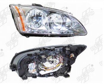 Правая фара (хром) DEPO Ford Focus 2 хэтчбэк 5 дв. дорестайлинг (2004-2008)