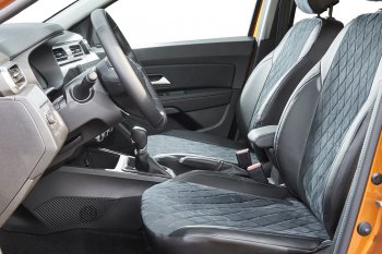 6 449 р. Чехлы для сидений Seintex Ромб Алькантара (2/3, Спорт) Ford Focus 2 хэтчбэк 5 дв. дорестайлинг (2004-2008) (Цвет: черный)  с доставкой в г. Чебоксары. Увеличить фотографию 2