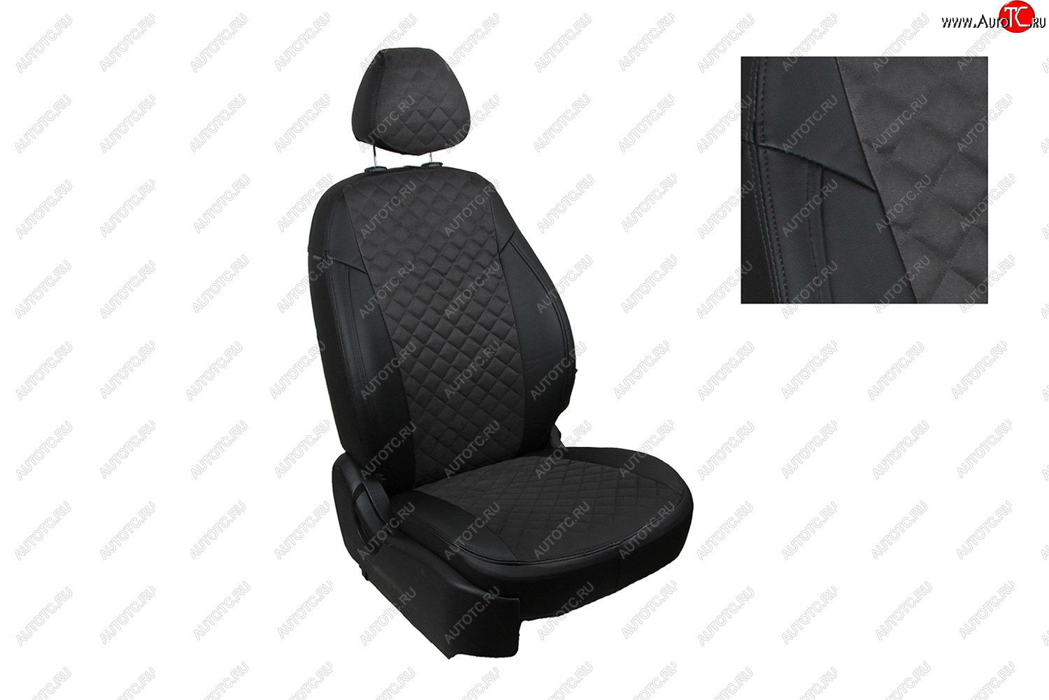 6 449 р. Чехлы для сидений Seintex Ромб Алькантара (2/3, Спорт) Ford Focus 2 хэтчбэк 5 дв. дорестайлинг (2004-2008) (Цвет: черный)  с доставкой в г. Чебоксары