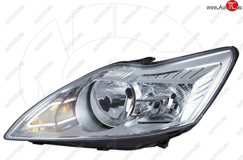 4 649 р. Фара левая NSP (хром) Ford Focus 2 хэтчбэк 3 дв. рестайлинг (2007-2011)  с доставкой в г. Чебоксары