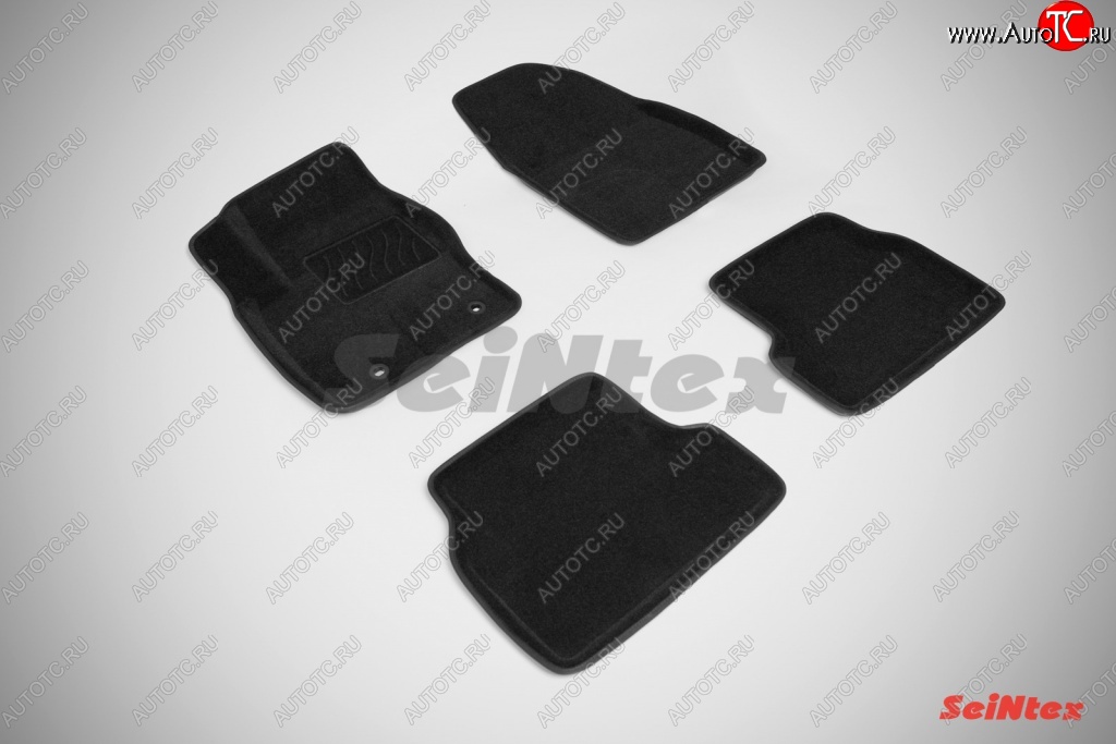 5 449 р. Износостойкие коврики в салон SeiNtex Premium 3D 4 шт. (ворсовые, черные) Ford Focus 2  седан дорестайлинг (2004-2008)  с доставкой в г. Чебоксары