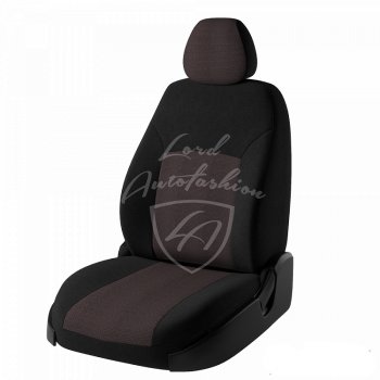 Чехлы для сидений (GhiaTitanium) Lord Autofashion Дублин (жаккард) Ford Focus 2 универсал рестайлинг (2007-2011) (Черный, вставка Ёж Красный)