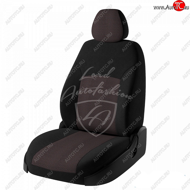 5 399 р. Чехлы для сидений (GhiaTitanium) Lord Autofashion Дублин (жаккард) Ford Focus 2 хэтчбэк 5 дв. дорестайлинг (2004-2008) (Черный, вставка Ёж Красный)  с доставкой в г. Чебоксары