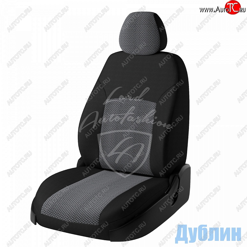 5 399 р. Чехлы для сидений Lord Autofashion Дублин (жаккард) Ford Focus 2 хэтчбэк 5 дв. дорестайлинг (2004-2008) (Черный, вставка Ёж Белый)  с доставкой в г. Чебоксары