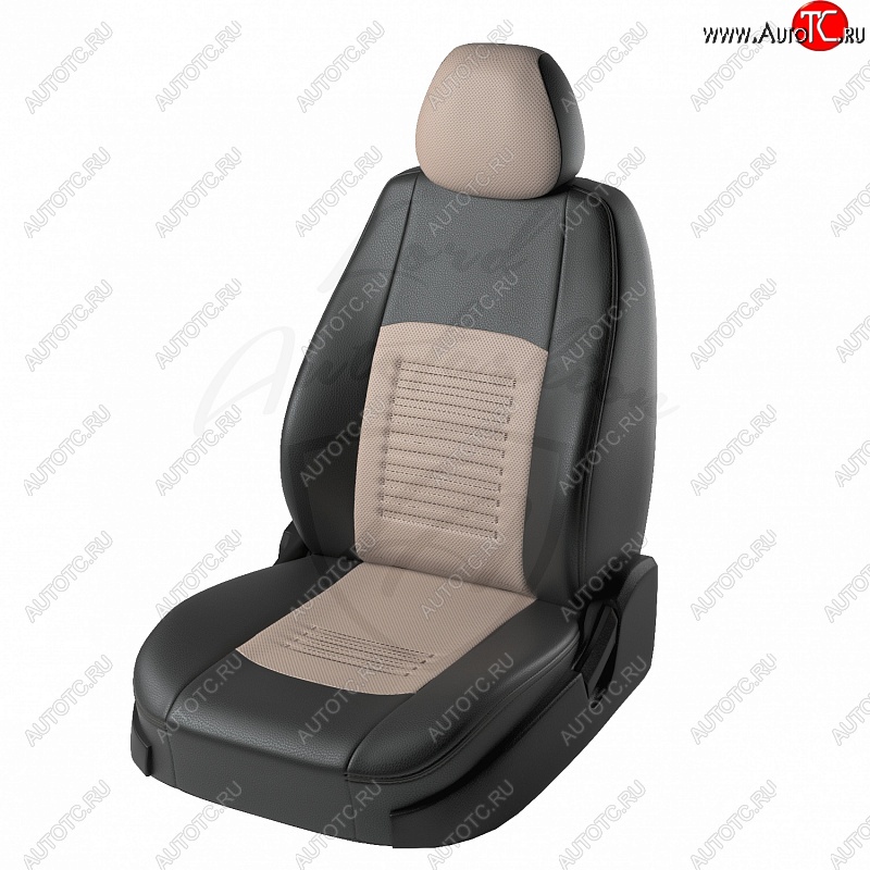 6 799 р. Чехлы для сидений (GhiaTitanium) Lord Autofashion Турин (экокожа) Ford Focus 2 хэтчбэк 5 дв. дорестайлинг (2004-2008) (Черный, вставка бежевая)  с доставкой в г. Чебоксары
