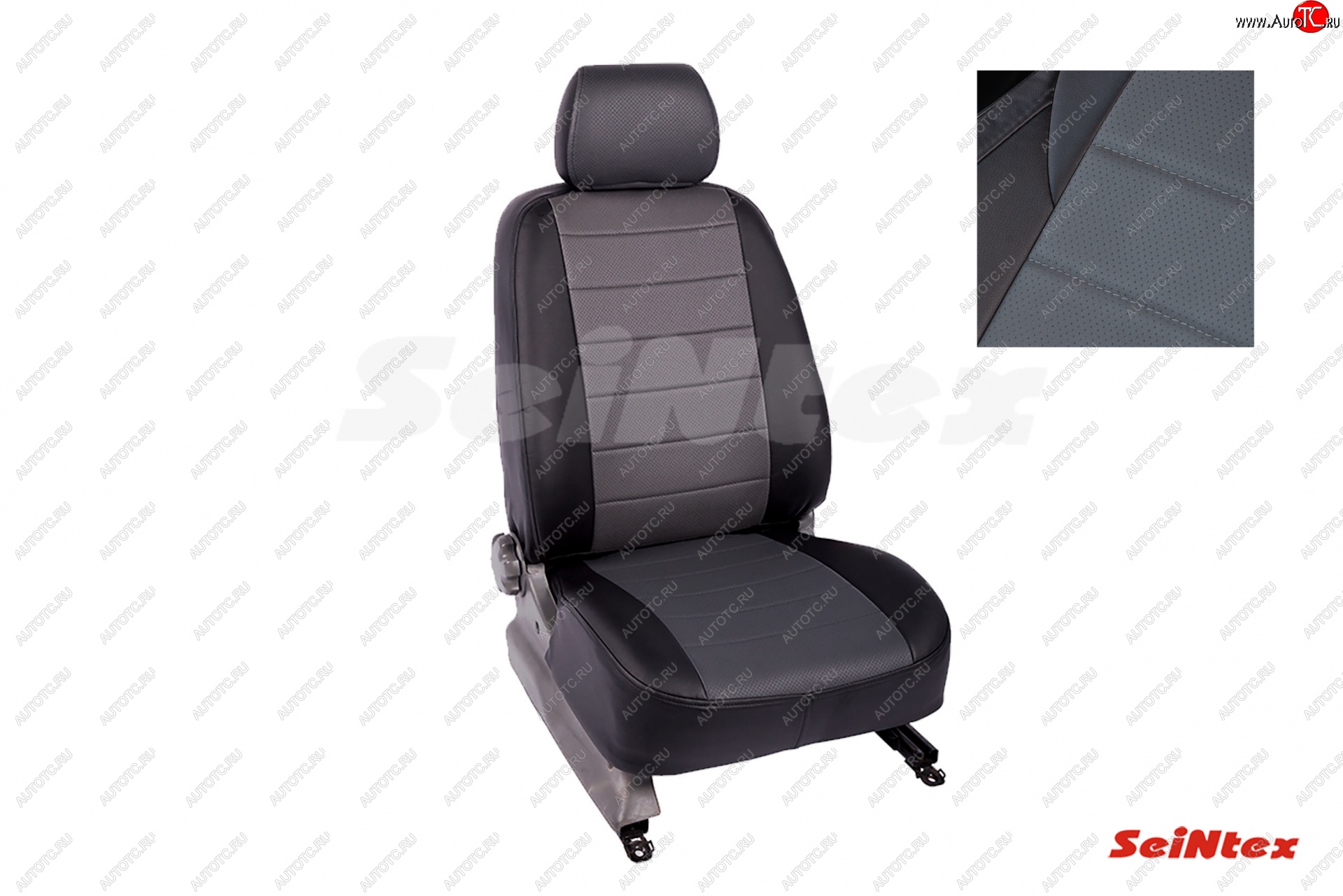 5 999 р. Чехлы для сидений Seintex (экокожа) Ford Focus 2 хэтчбэк 5 дв. дорестайлинг (2004-2008) (Черный+серый)  с доставкой в г. Чебоксары