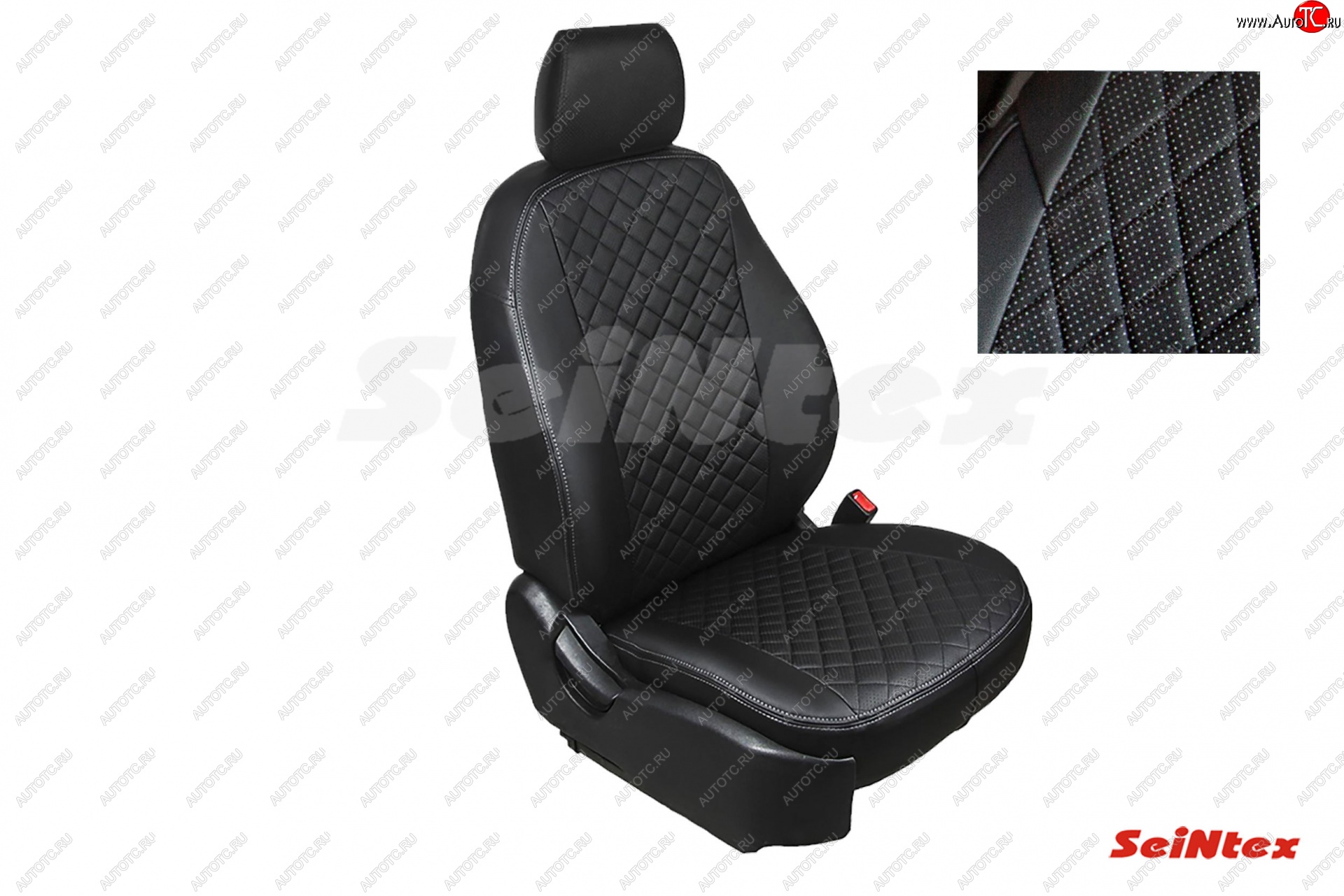 6 449 р. Чехлы для сидений (GhiaTitanium) Seintex (экокожа, ромб) Ford Focus 2 хэтчбэк 5 дв. дорестайлинг (2004-2008) (Черный)  с доставкой в г. Чебоксары