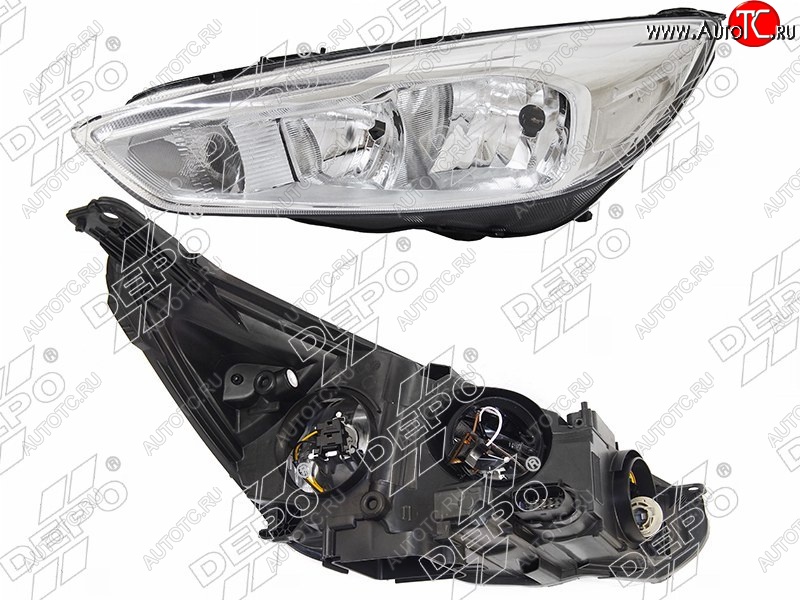 17 699 р. Левая фара DEPO (хром, диодная, с электрокорректором) Ford Focus 3 универсал рестайлинг (2014-2019)  с доставкой в г. Чебоксары
