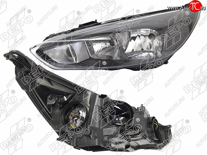 13 349 р. Левая фара DEPO (черная, с электрокорректором) Ford Focus 3 универсал рестайлинг (2014-2019)  с доставкой в г. Чебоксары