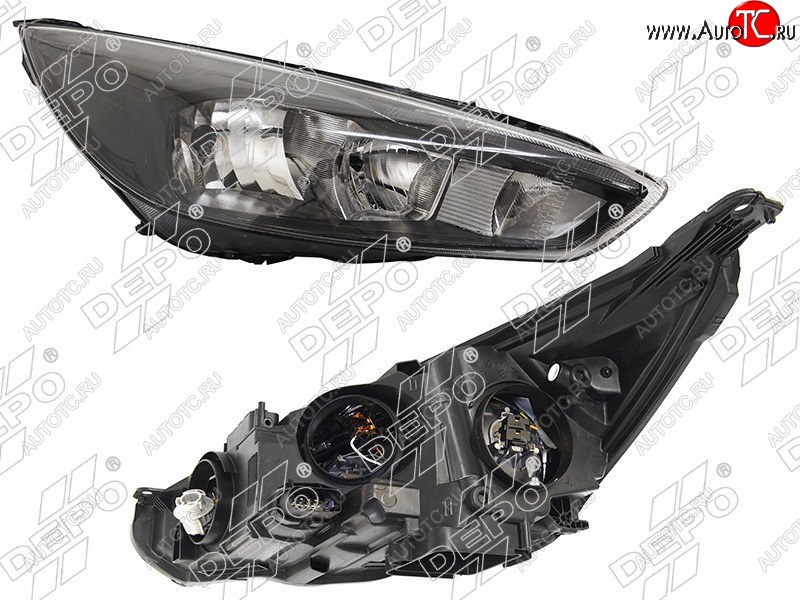 21 199 р. Правая фара DEPO (черная, диодная, с электрокорректором) Ford Focus 3 седан рестайлинг (2014-2019)  с доставкой в г. Чебоксары