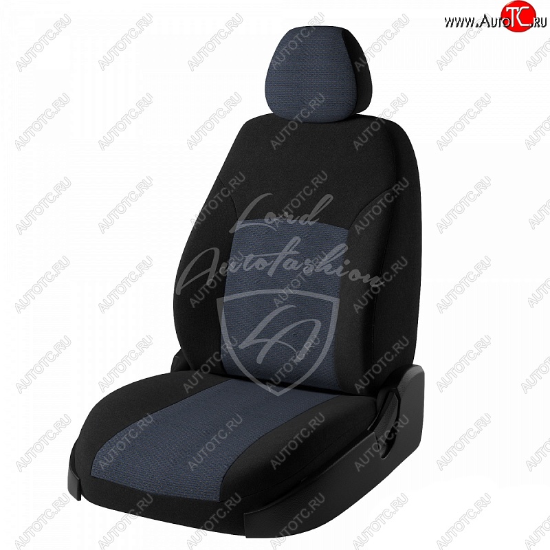 5 399 р. Чехлы для сидений (Titanium) Lord Autofashion Дублин (жаккард) Ford Focus 3 хэтчбэк рестайлинг (2014-2019) (Черный, вставка Ёж Синий)  с доставкой в г. Чебоксары