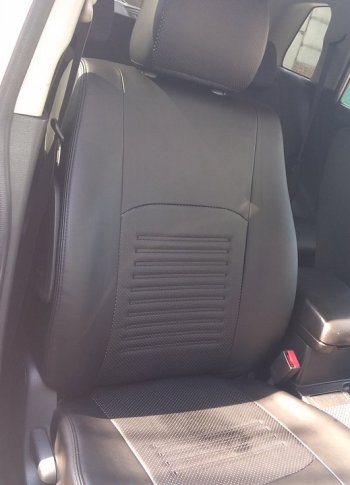 6 799 р. Чехлы для сидений Lord Autofashion Турин (экокожа) Ford Fusion 1 хэтчбэк дорестайлинг (2002-2005) (Чёрный, вставка чёрная)  с доставкой в г. Чебоксары. Увеличить фотографию 5