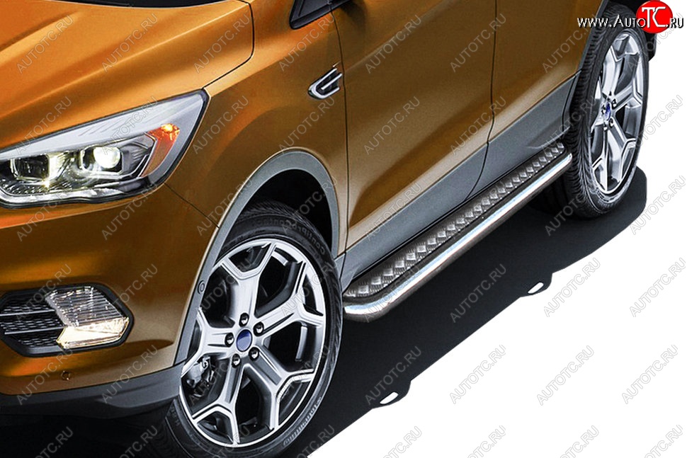 16 999 р. Защита порогов Slitkoff (d57, с листом) Ford Kuga 2 рестайлинг (2016-2019) (Нержавейка)  с доставкой в г. Чебоксары