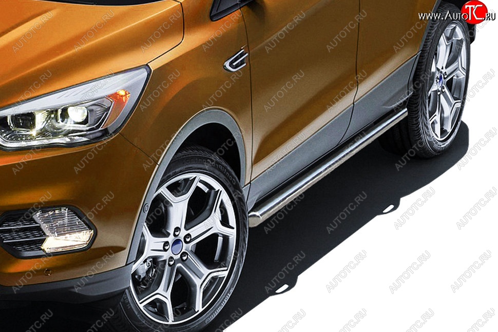 15 849 р. Защита порогов Slitkoff (d57)  Ford Kuga  2 (2016-2019) рестайлинг (Нержавейка, Полированная)  с доставкой в г. Чебоксары