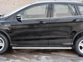 19 999 р. Защита порогов из круглой трубы диаметром 63 мм SLITKOFF v3  Ford Kuga  2 (2016-2019) рестайлинг  с доставкой в г. Чебоксары. Увеличить фотографию 2