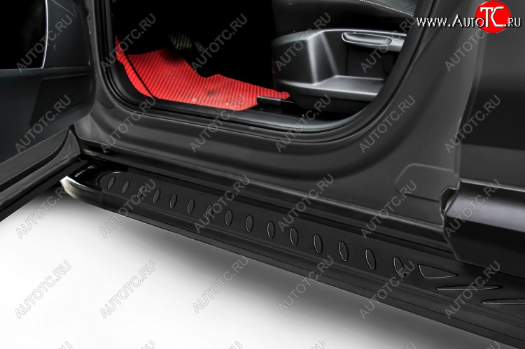 17 399 р. Пороги алюминиевые Slitkoff Ford Kuga 2 рестайлинг (2016-2019) (Elite Black)  с доставкой в г. Чебоксары